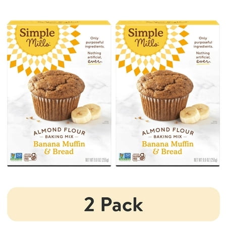 (2 pack) Simple Mills Almond Flour Banana Muffin and Bread Mix, Gluten-Free Baking Mix, 9 oz Box