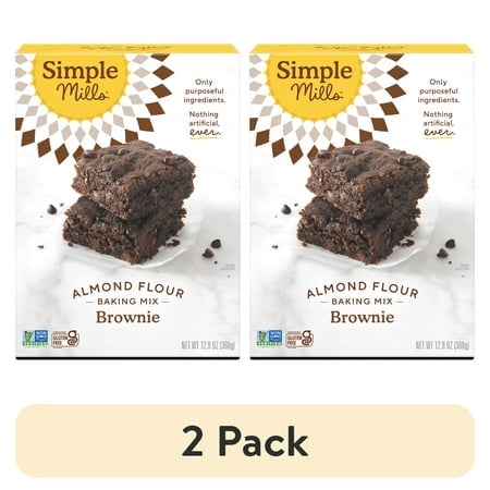 (2 pack) Simple Mills Almond Flour Brownie Mix, Gluten-Free Baking Mix, 12.9 oz Box