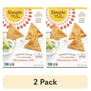 (2 pack) Simple Mills Veggie Flour Pita Crackers, Himalayan Salt, Gluten-Free Crackers, 4.25 oz