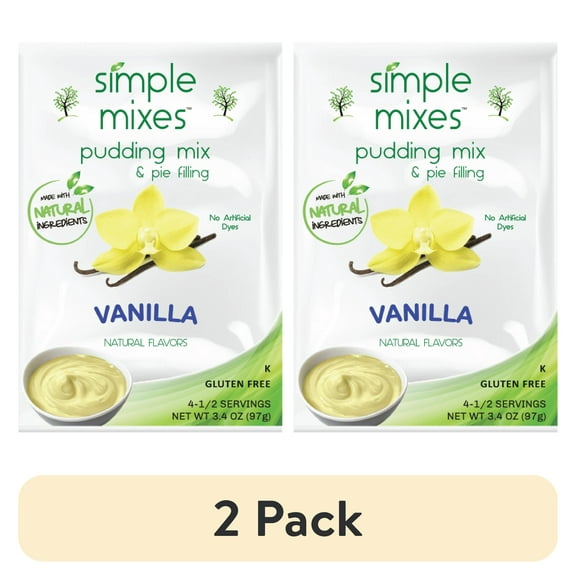 (2 pack) Simple Mixes Natural   Vanilla Instant Pudding Mix & Pie Filling, 3.4oz Pouch, 4 Servings