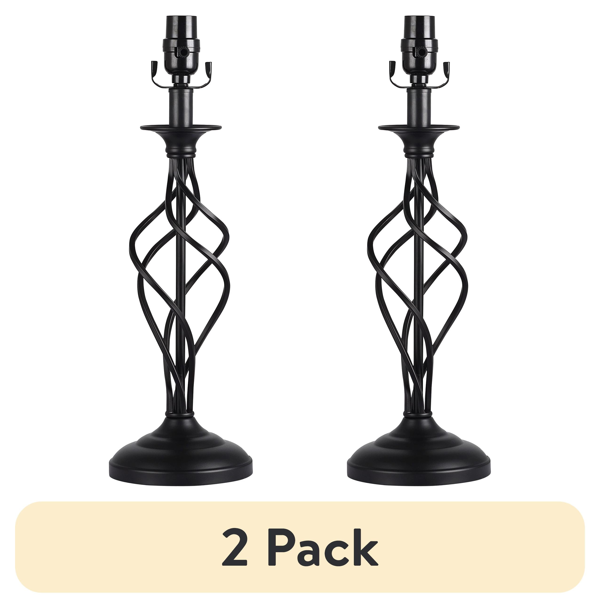 (2 pack) Better Homes & Gardens 19" Black Metal Cage Table Lamp Base with Transitional Design