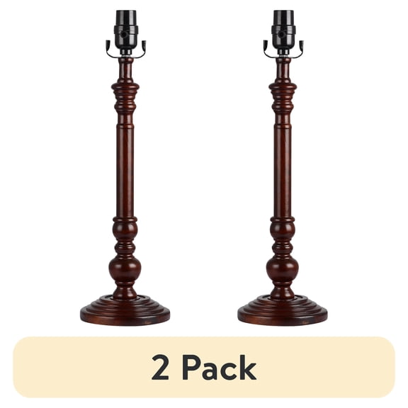 (2 pack) (2 pack) Simplee Adesso 19-Inch Wood Candlestick Lamp Base with Walnut Finish