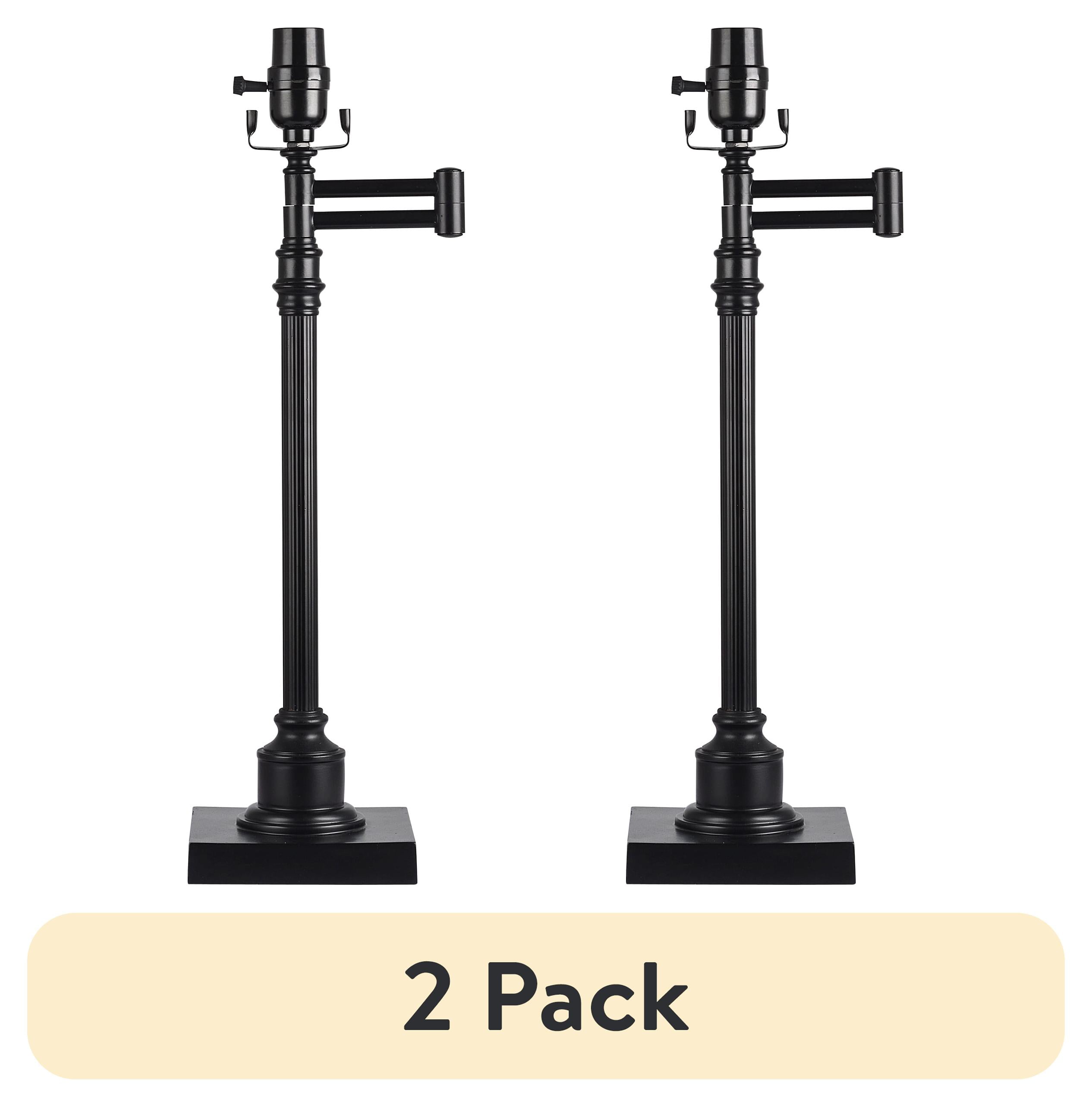 (2 pack) Better Homes & Gardens Black Metal Swing Arm Table Lamp Base, 20 in, for Office and Dorm