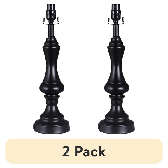 (1 pack) Simplee Adesso Black 18.75" Height Table Lamp Base, AC Outlet, Metal, Transitional Design, Any Room