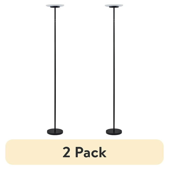 (2 pack) Simplee Adesso Brand RGB Black Floor Lamp, 6 Different Automatic Color Change, Modern Design, New