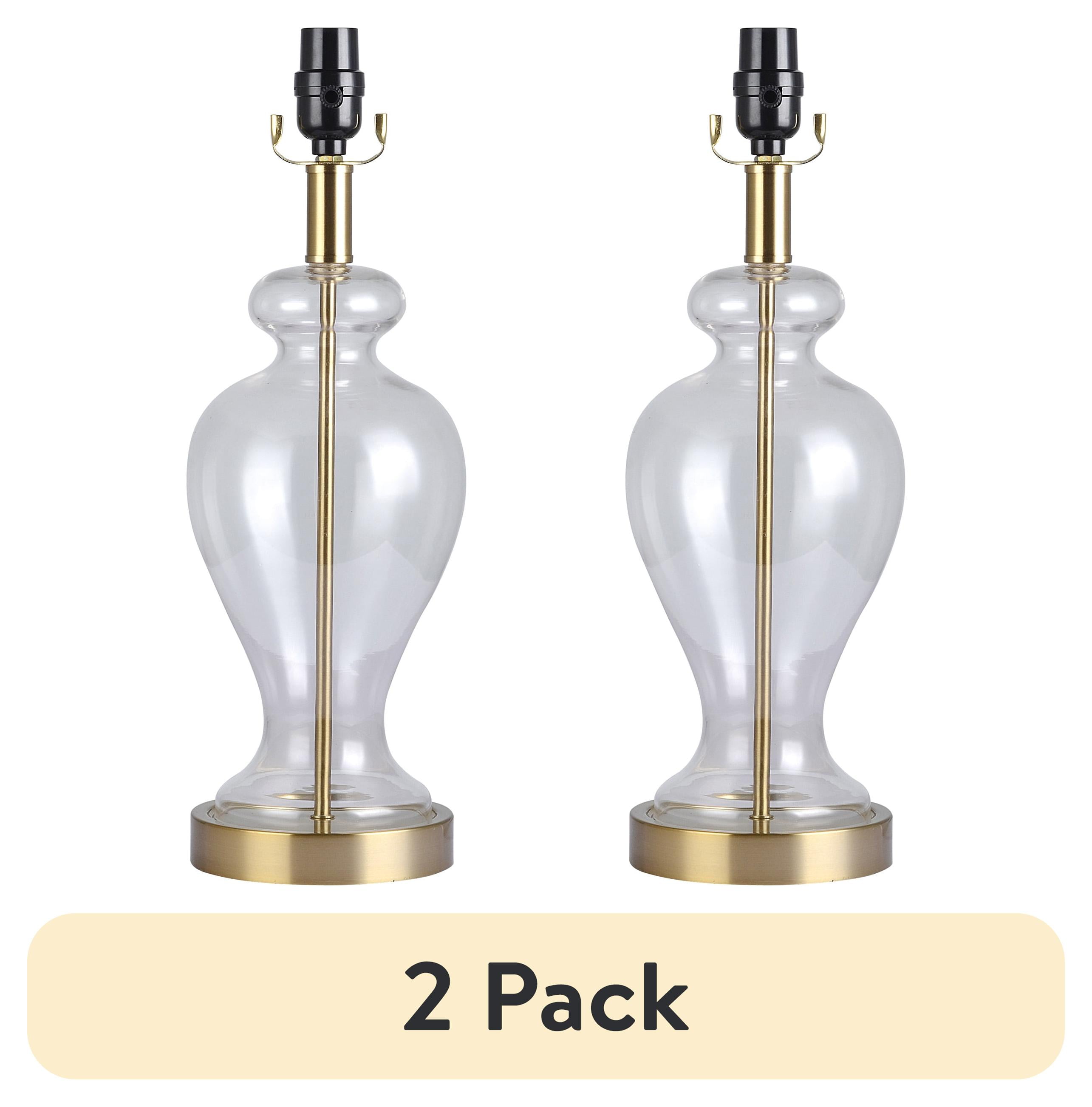 (2 pack) Simplee Adesso Brass and Glass Table Lamp Base, Transitional, 18"H