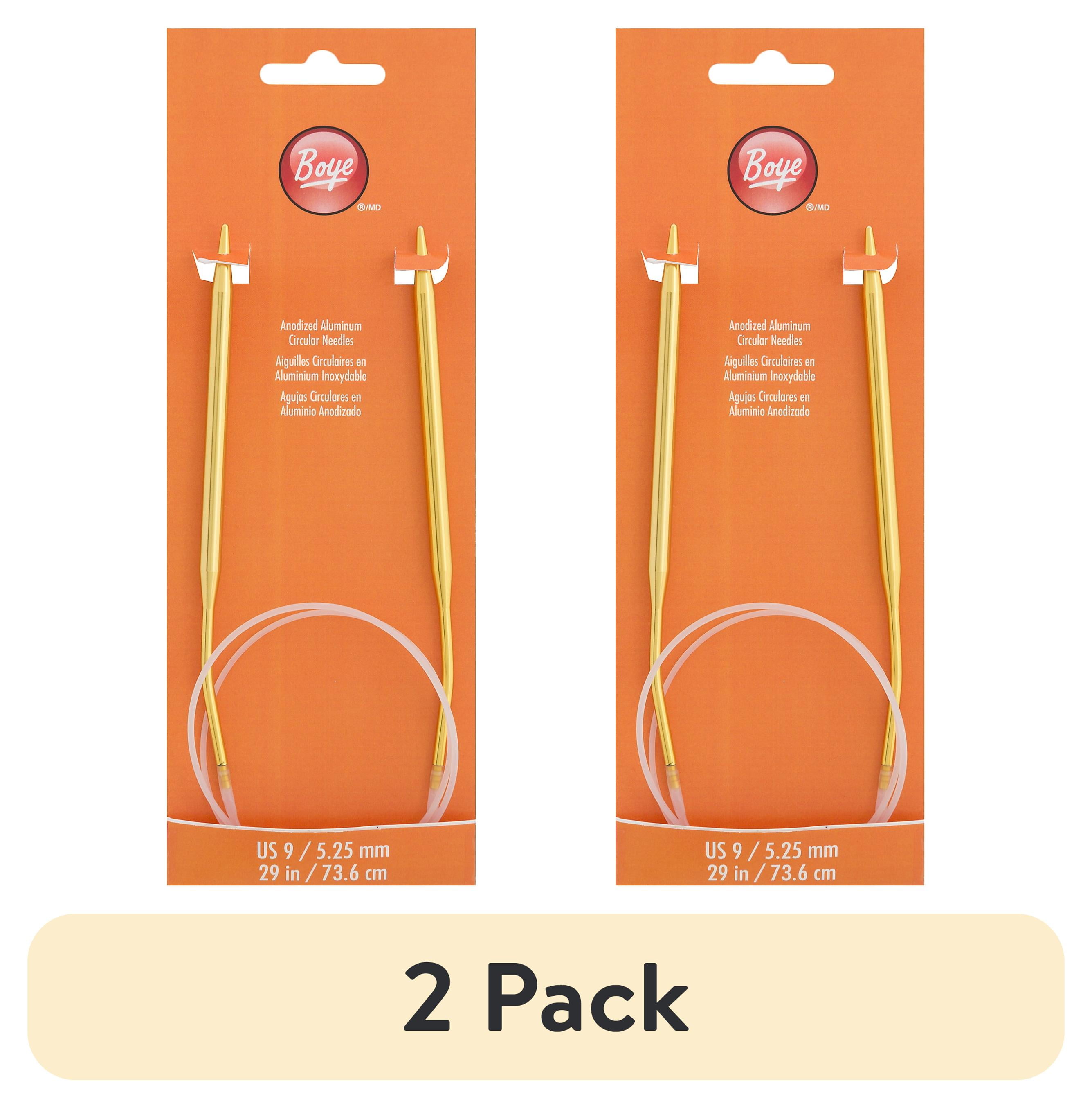 (2 pack) Simplicity Boye 29 in Anodized Aluminum Knitting Circular Needles, Size 9 Gold