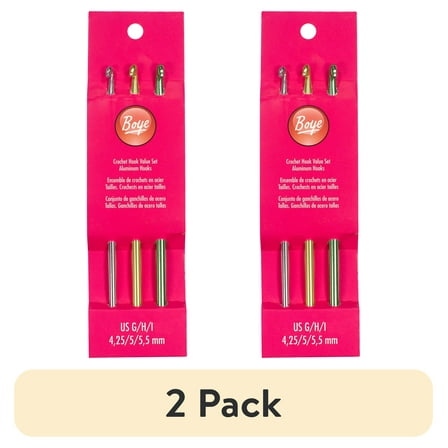 (2 pack) Simplicity Boye Aluminum Crochet Hook Set, Size G,H,I, 3 Piece Multicolor