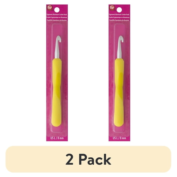 (2 pack) Simplicity Boye Ergonomic Aluminum Crochet Hook, Size L Yellow