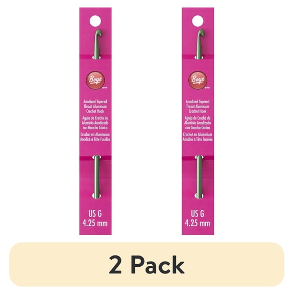 (2 pack) Simplicity Boye Tapered Throat Anodized Aluminum Crochet Hook, US Size G Green