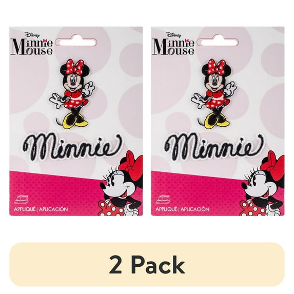 (2 pack) Simplicity Disney 2Pc Minnie And Name In Script Iron-On Applique, Multicolor, 3Ct
