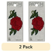 (2 pack) Simplicity Red Polyester Small Red Rose Fashion Iron-on Applique