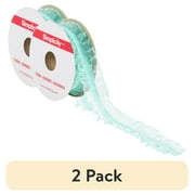 (2 pack) Simplicity Trim, Aqua 1 inch X 3 Yards Double Sheer Ruffled Elastic Trim