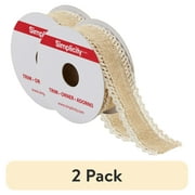 (2 pack) Simplicity Trim, Cream 1 1/4 inch X 3 Yards Crochet Edge Band Trim