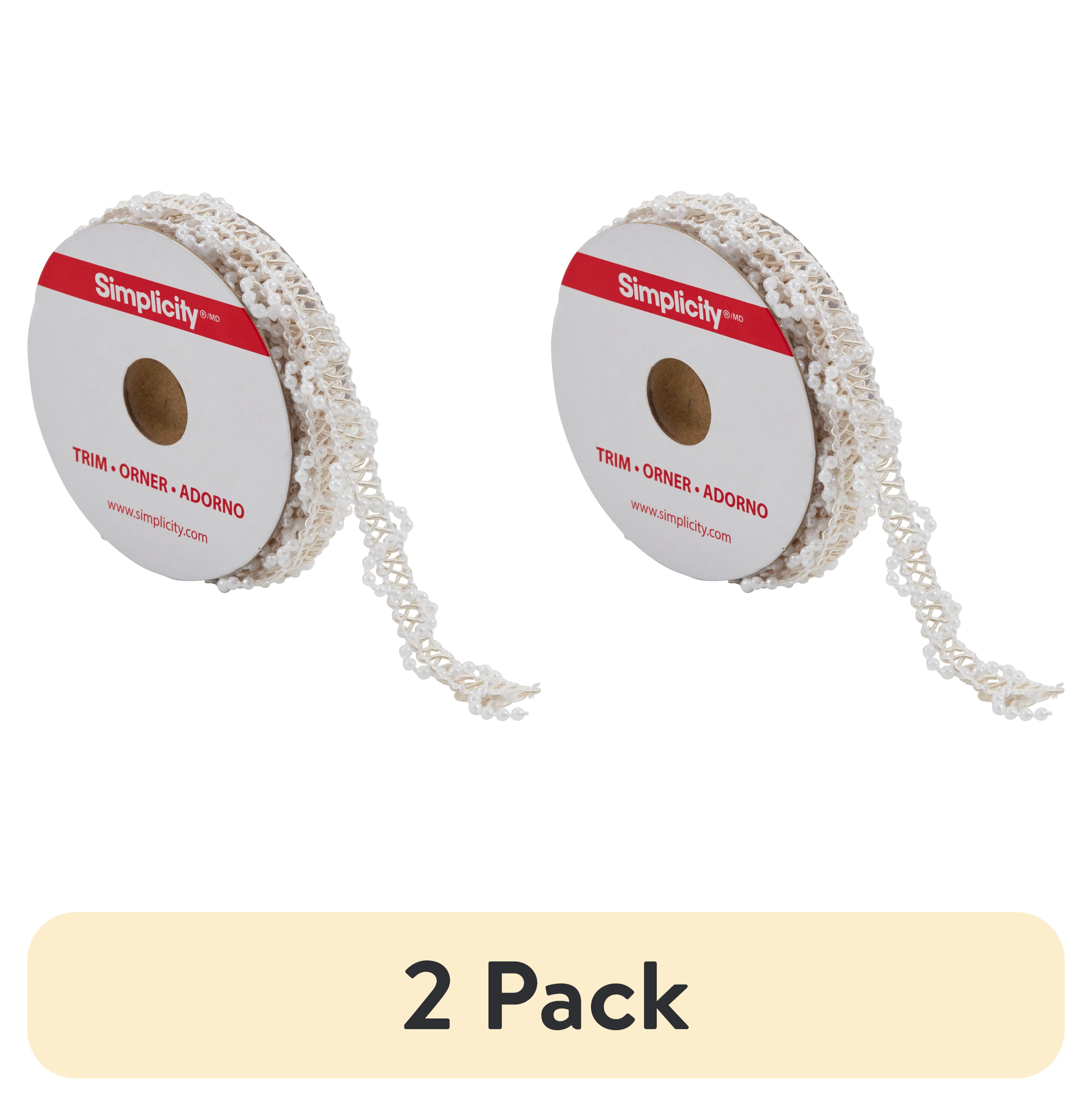 (2 pack) Simplicity Trim, Cream 1/2 inch X 3 Yards Braid with Pearls Trim
