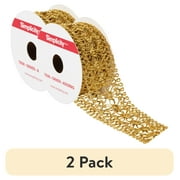 Simplicity Trim, Gold 1 5/8 inch Metallic Open Gimp Band Trim Great for Apparel, Home Decorating, and Crafts, 2 Yards, 1 Each