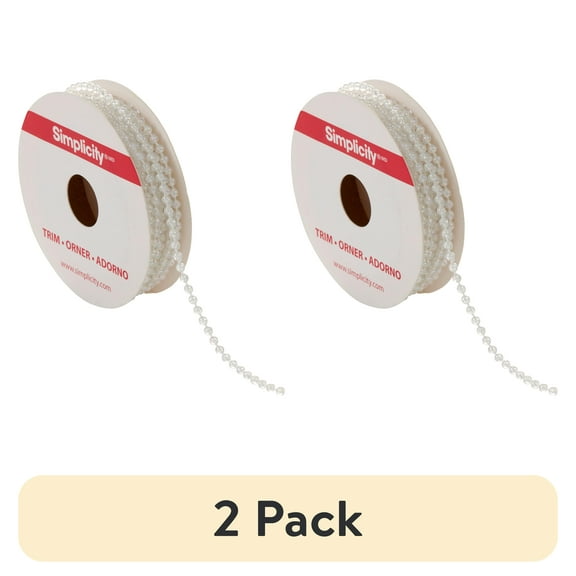 (2 pack) Simplicity Trim, Iridescent 3 mm Fused Pearl Strand Trim Great for Apparel, Home Decorating, and Crafts, 4 Yards, 1 Each