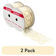 (2 pack) Simplicity Trim, Ivory 1 1/4 inch X 3 Yards Rose Lace Trim
