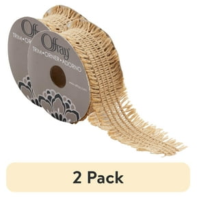 (2 pack) Simplicity Trim, Natural 1 1/2 inch X 3 Yards Frayed Jute Trim