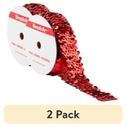 (2 pack) Simplicity Trim, Red 1 1/8 inch Stretch Sequin Trim Great for Apparel, Home Decorating, and Crafts, 3 Yards, 1 Each