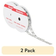 Simplicity Trim, Silver 3/8 inch Square Beaded Trim with Gem Trim Great for Apparel, Home Decorating, and Crafts, 1 Yard, 1 Each