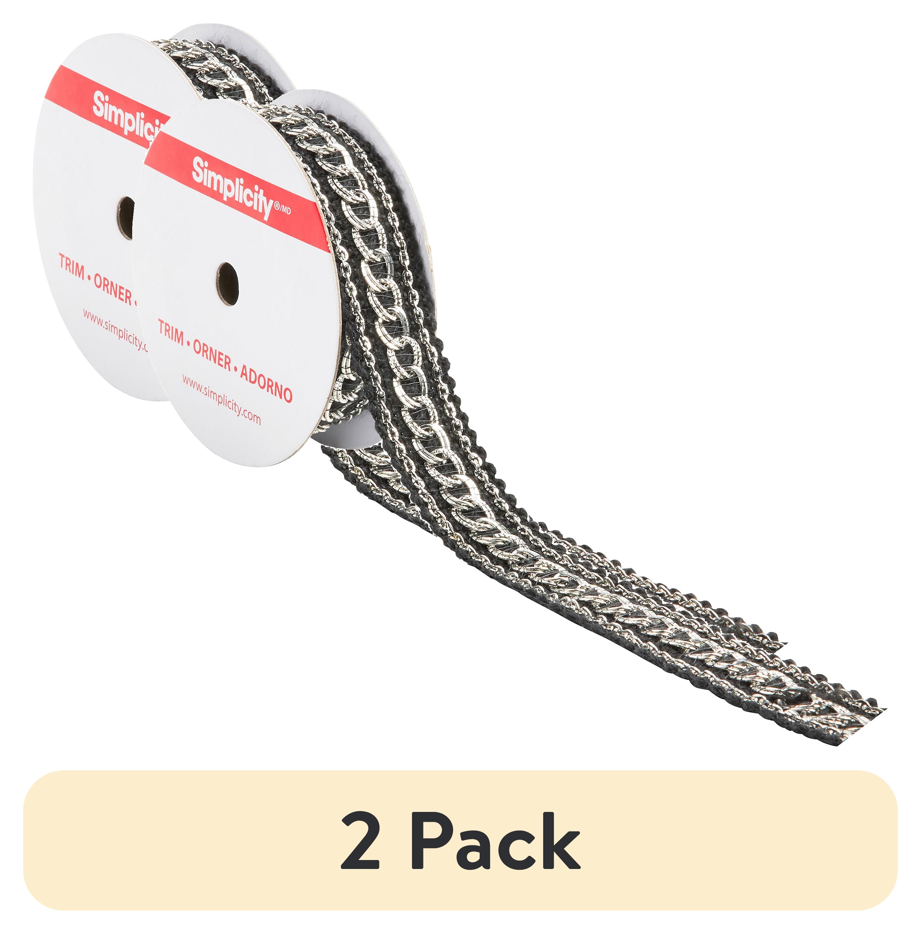 Simplicity Rattail Trim (2 pack) Simplicity Trim, Silver 7/8 inch Black Knit with Silver Chains ...