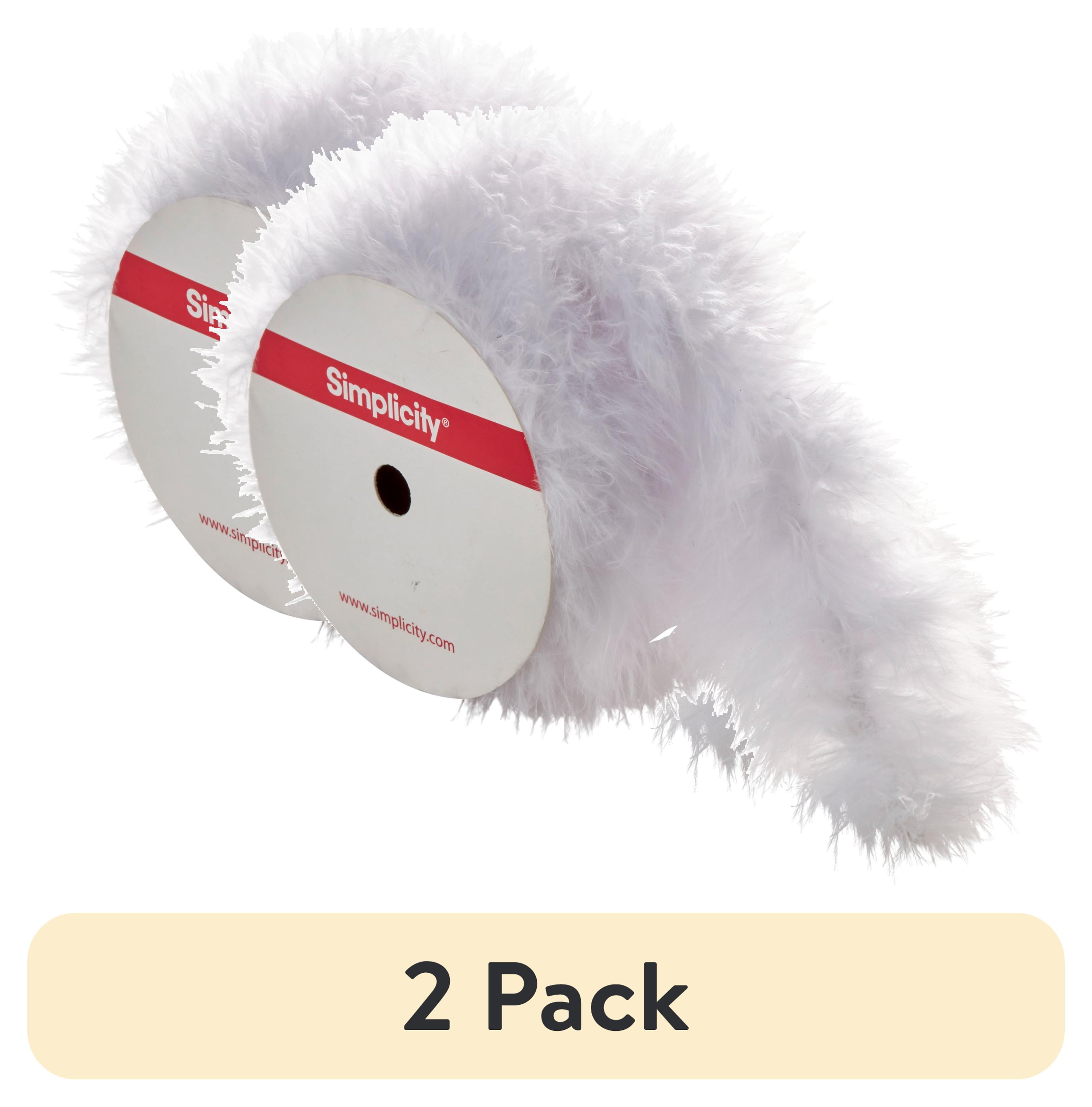 (2 pack) Simplicity Trim, White 1 1/2 inch 2 Yards Feather Boa Trim