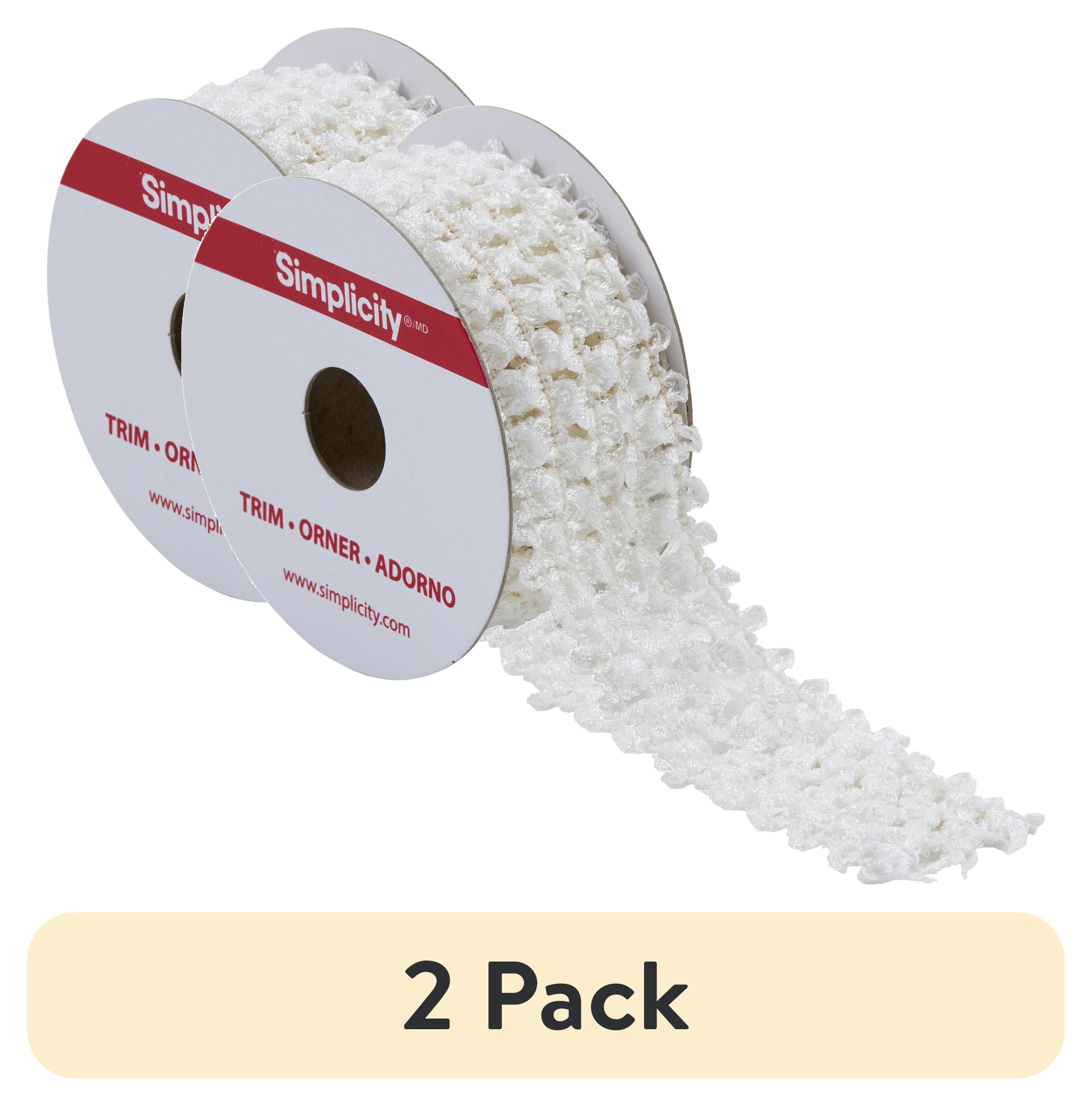 (2 pack) Simplicity Trim, White 1 1/2 inch Stretch Knit Headband trim great for apparel, costumes, home decorating, and crafts, 3 Yards, 1 Each