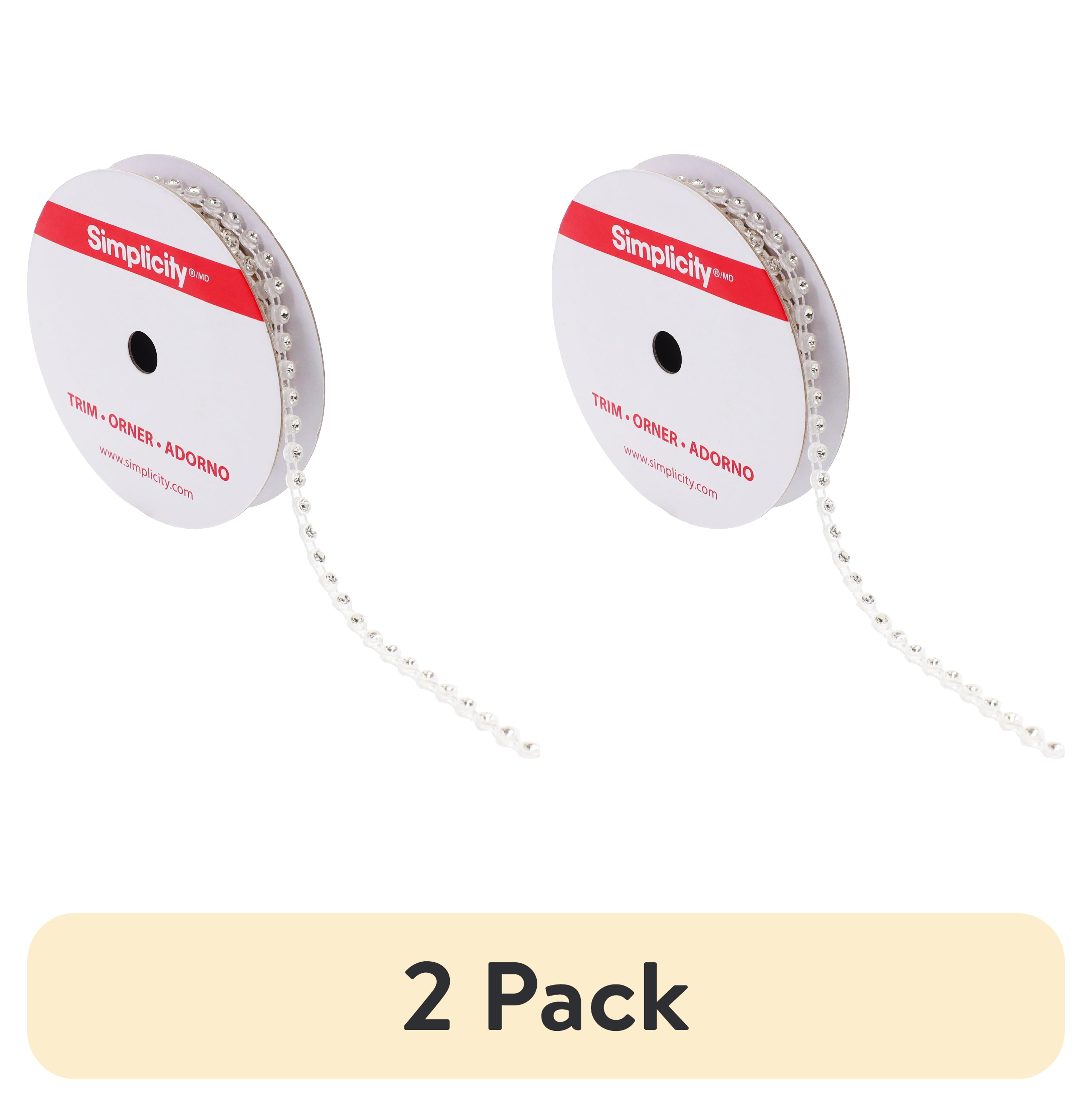 (2 pack) Simplicity Trim, White 1/8 inch Clear Rhinestone Strand Trim Great for Apparel, Home Decorating, and Crafts, 1 Yard, 1 Each