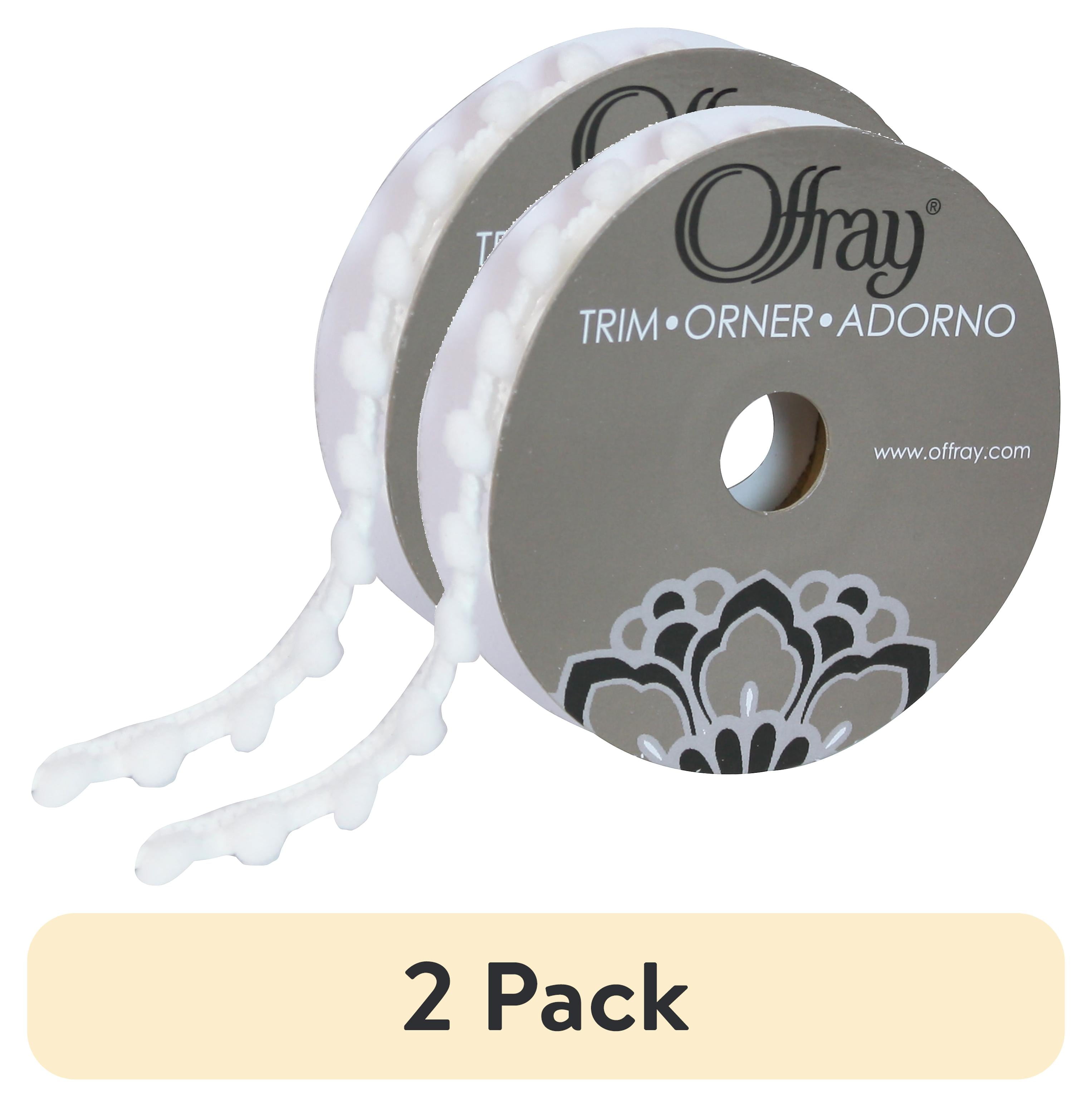 (2 pack) Simplicity Trim, White 3/8 inch Baby Pom Poms Trim Great for Apparel, Home Decorating, and Crafts, 3 Yards, 1 Each