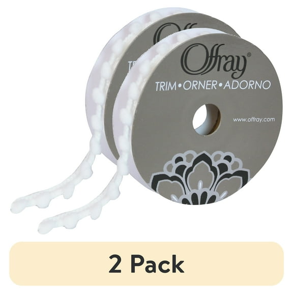 (2 pack) Simplicity Trim, White 3/8 inch Baby Pom Poms Trim Great for Apparel, Home Decorating, and Crafts, 3 Yards, 1 Each