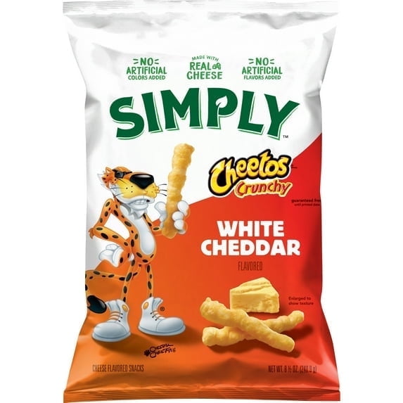 (2 pack) Simply Cheetos White Cheddar Crunchy Cheese Flavored Snacks, 8.5 oz Bag