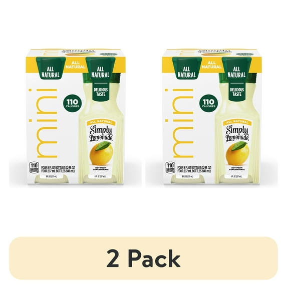 (2 pack) Simply Lemonade, 8 fl oz Bottles, 4 Pack