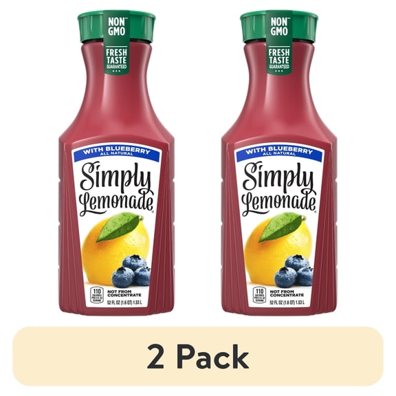 (2 pack) Simply Lemonade with Blueberry Bottle, 52 fl oz