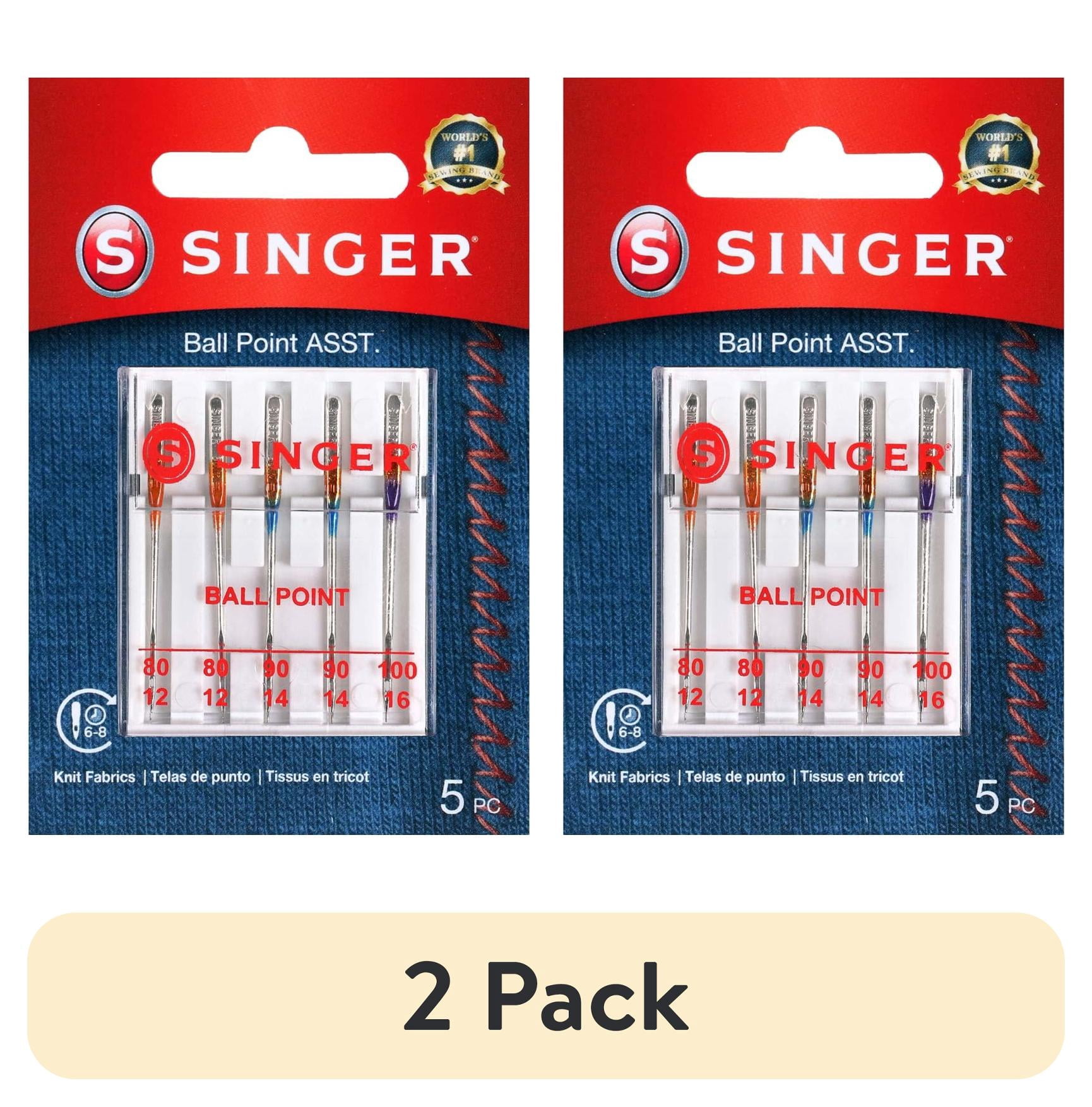 Singer Ball Point Sewing Machine (2 pack) SINGER 5-Count Ball Point Sewing Machine Needles, Mixed Sizes ...