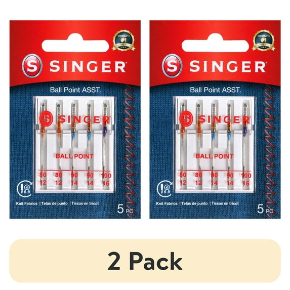 (2 pack) SINGER 5-Count Ball Point Sewing Machine Needles, Mixed Sizes