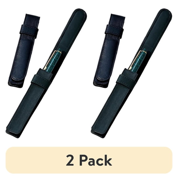 (2 pack) Single Pen Case in Nappa Leather with Tuck-In Flap (Key Lime Green)