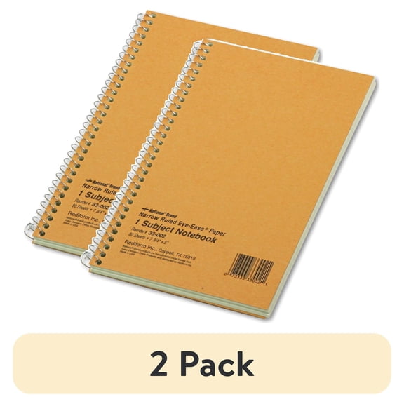(2 pack) Rediform Office Products Single-subject Wirebound Notebooks, 1 Subject, Narrow Rule, Brown Cover, 7.75 X 5, 80 Sheets