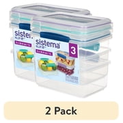 2 pack 2 pack Sistema KLIP IT Food Storage Containers | 1 L | Stackable Food Prep Container with Airtight Lids | BPA-Free | Colourful Clips | 3 Count [81613-T]