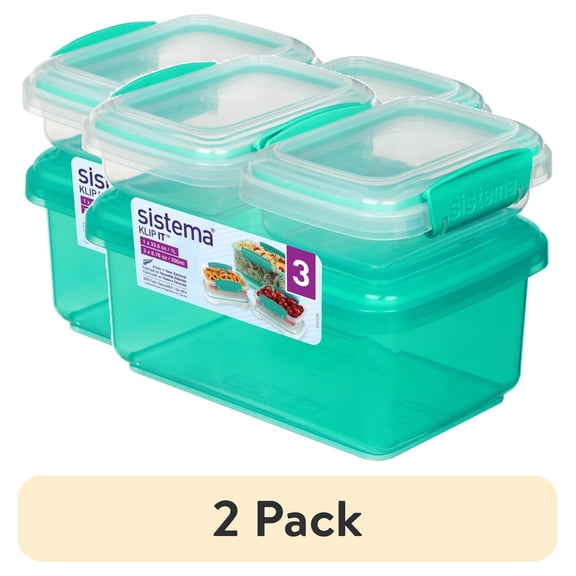 (2 pack) Sistema Klip IT Plastic Food Storage Containers, Set of 3