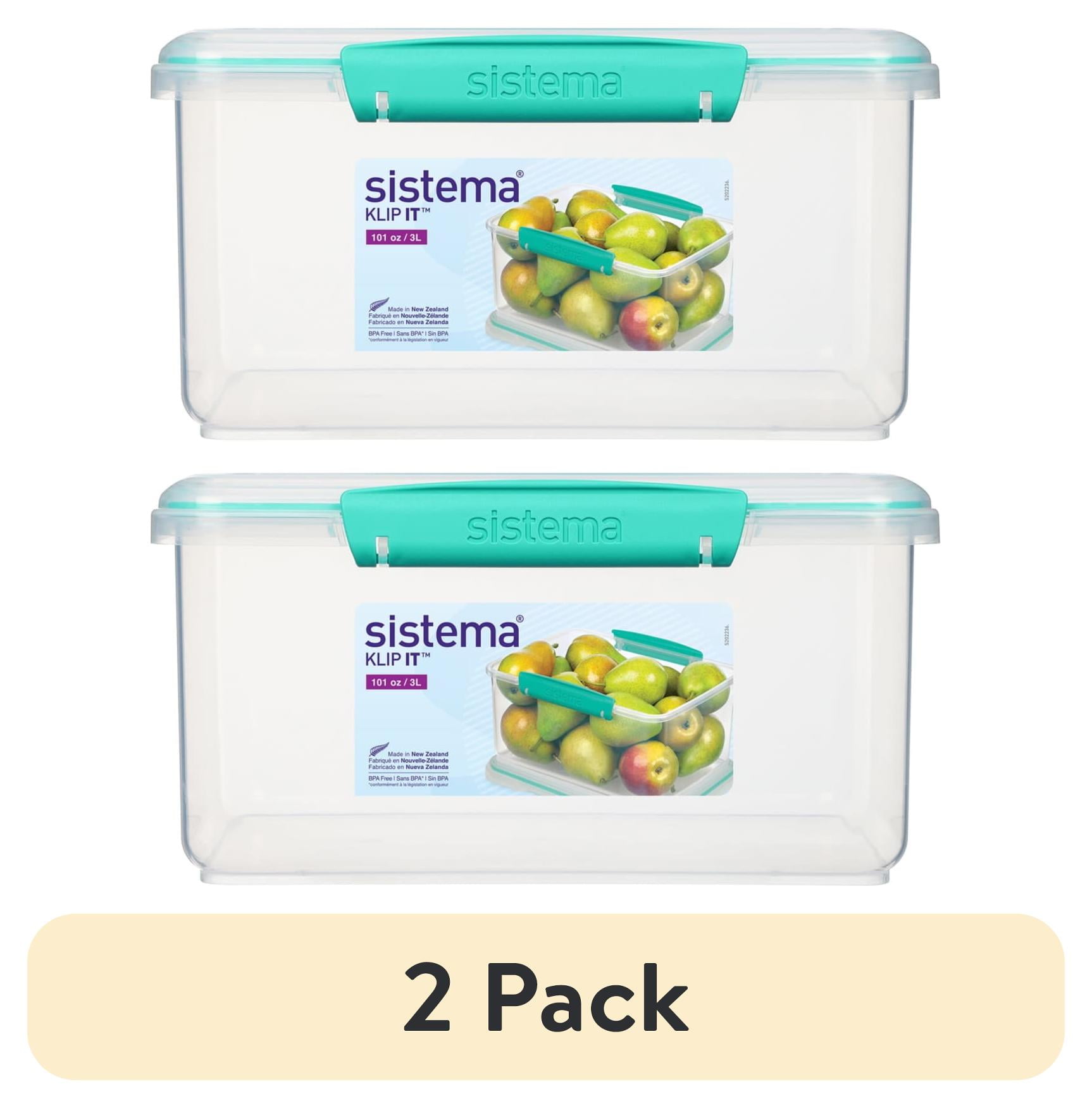 (2 pack) Sistema Klip-It Rectangle 3 L Plastic Food Storage Container