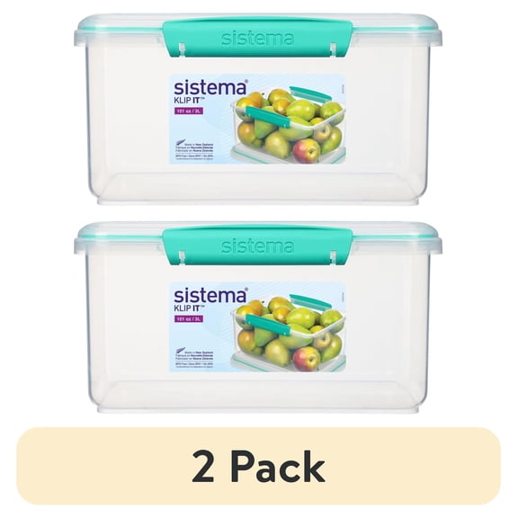 (2 pack) Sistema Klip-It Rectangle 3 L Plastic Food Storage Container