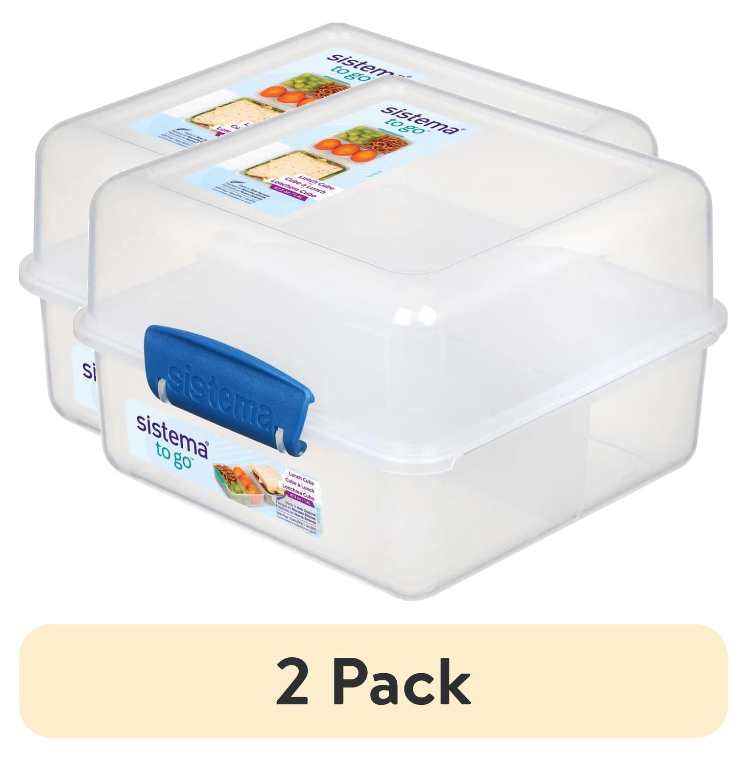 (2 pack) Sistema To-Go 5.9 Cup Lunch Cube Plastic Food Storage Containers