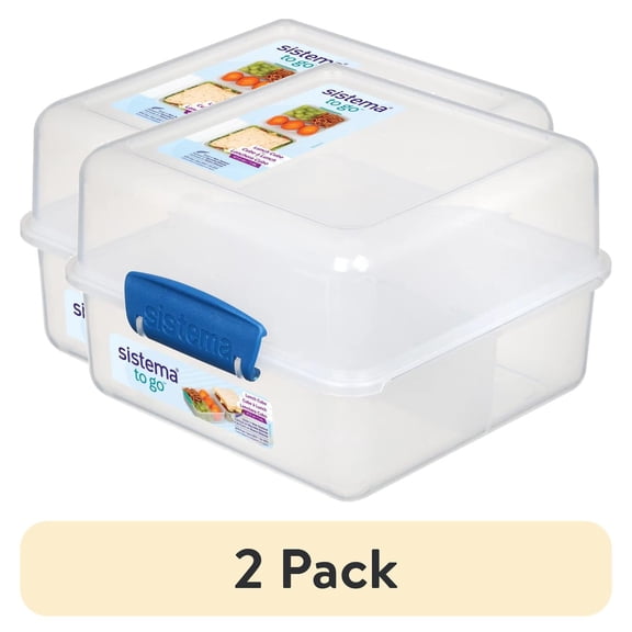 (2 pack) Sistema To-Go 5.9 Cup Lunch Cube Plastic Food Storage Containers