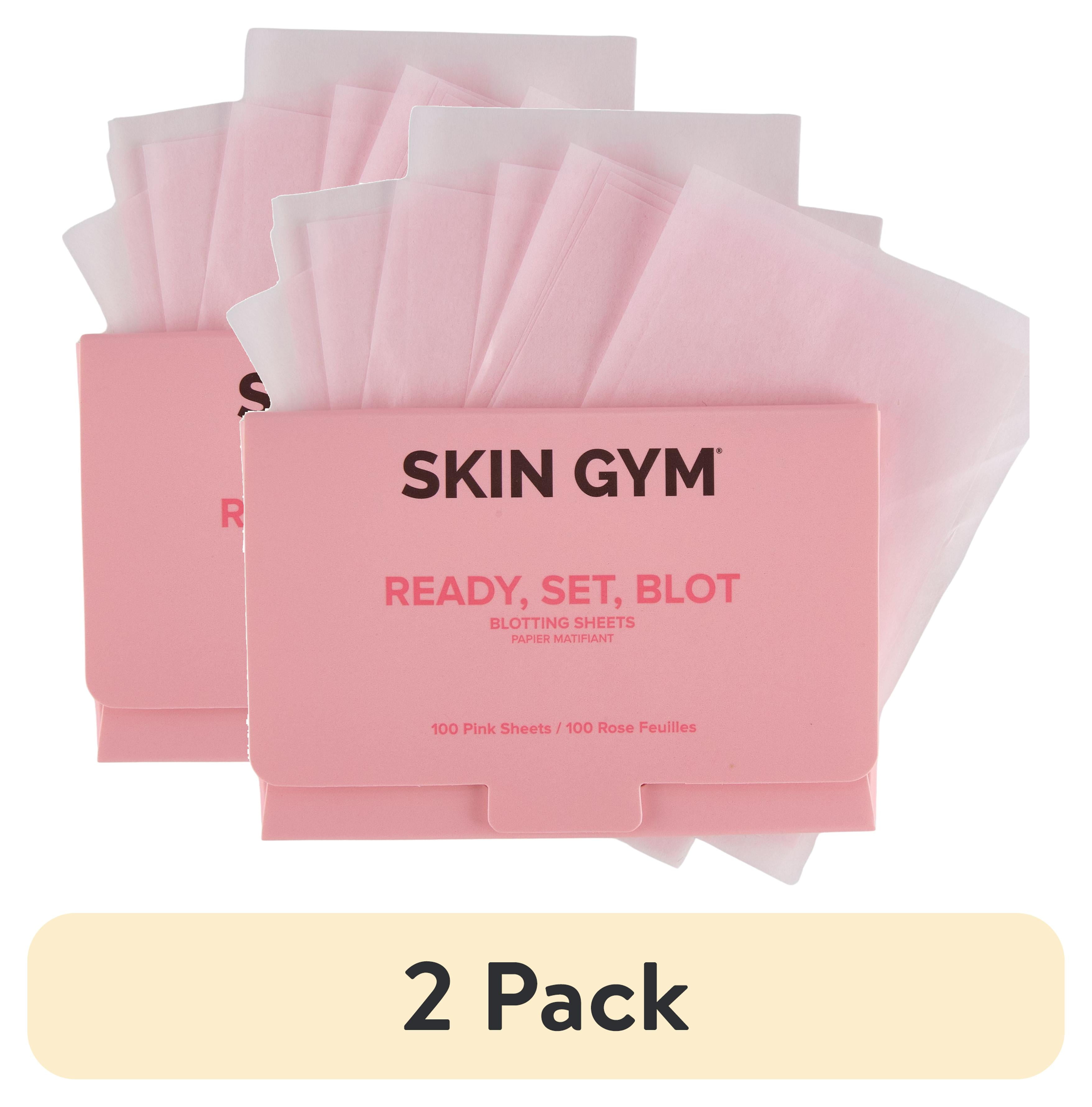 (2 pack) Skin Gym Ready, Set, Blot Pink Blotting Papers 100 Count, Eco-Friendly, Biodegradable, On-the-Go Blotting Papers to Absorb Oil and Shine