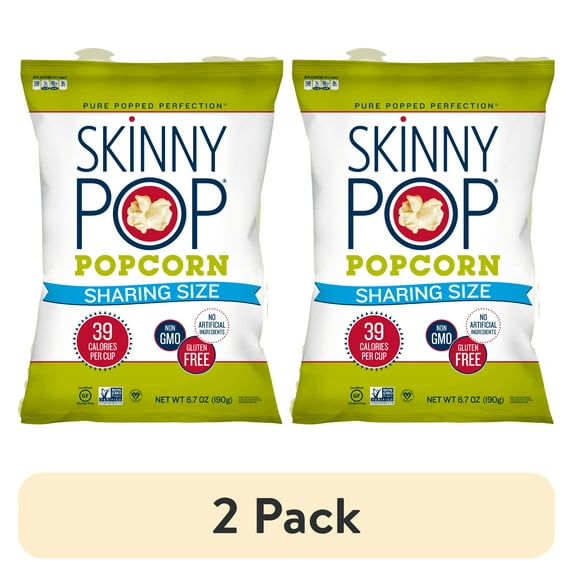 (2 pack) SkinnyPop Gluten-Free Original Popcorn, 6.7 oz Sharing-Size Bag