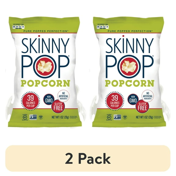 (2 pack) SkinnyPop Popcorn, Original, Naturally Gluten Free, Non-GMO, 1 oz
