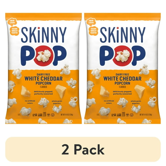 (2 pack) Skinnypop Popcorn Skinny Pop, White Cheddar, 4.4 oz
