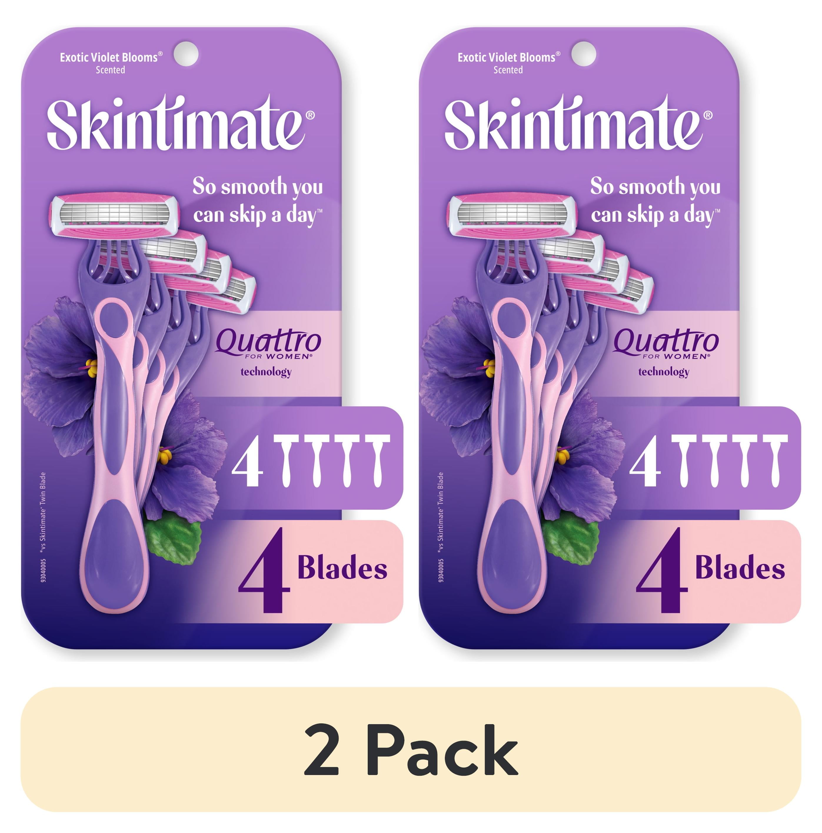 2 pack) Skintimate Exotic Violet Blooms 4-Blade Women's Disposable