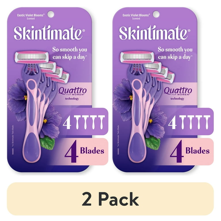 2 pack) Skintimate Exotic Violet Blooms 4-Blade Women's Disposable